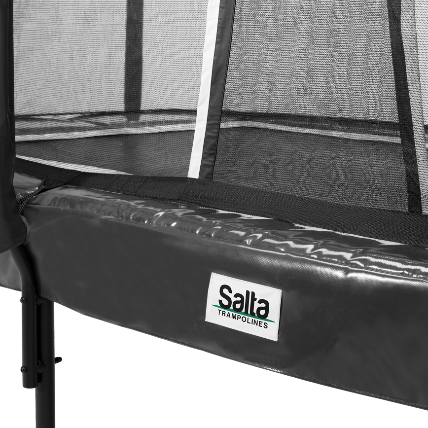 Trampolin First Class, rektangulær, 427 x 244 cm, inkl. stige og sikkerhedsnet, sort